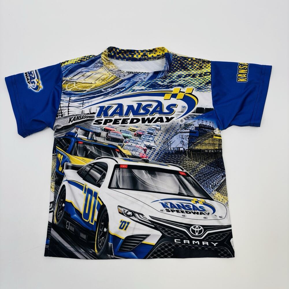 Kansas Speedway Shirt Youth XS NASCAR Racing Kansas City Moisture Wicking Polyes
